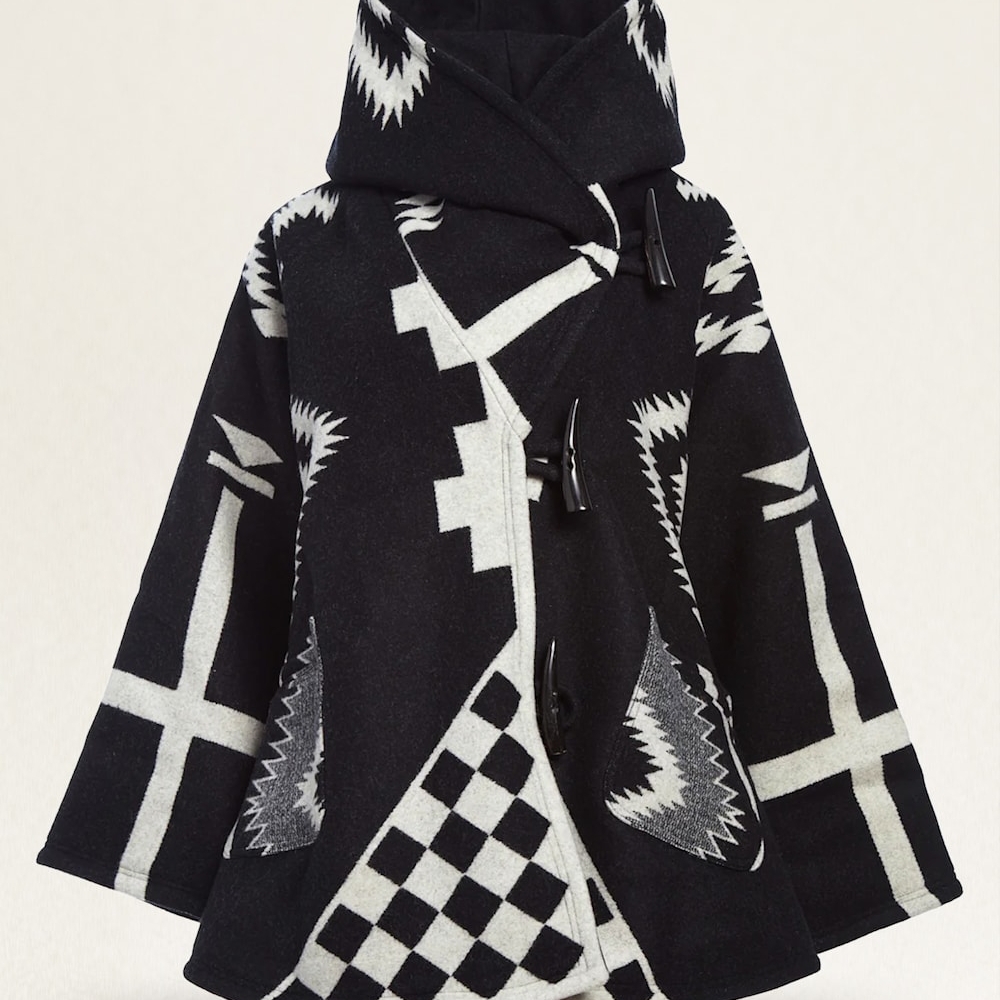 Pendleton (Lindsey Thornburg)Black and White Geometric Cape - Picture 2 of 3